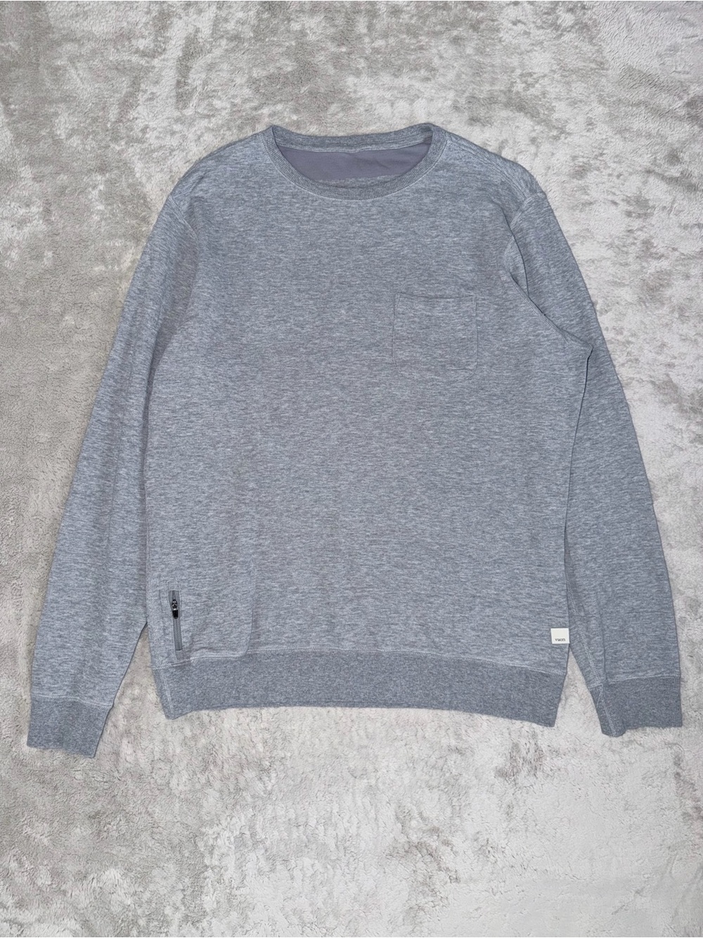 Vuori Men’s Jeffreys Pullover Long Sleeve Crew Neck Size Large In Heather Grey